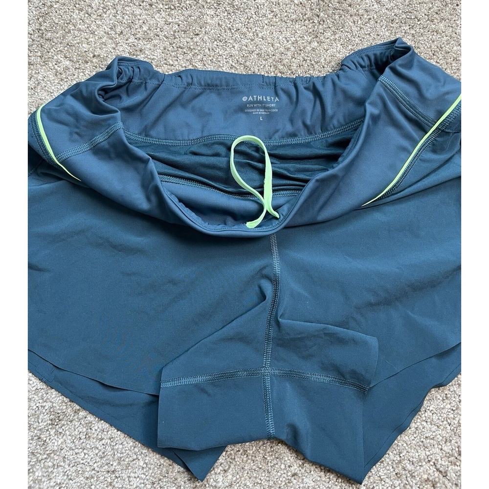 Athleta Women's Large Athletic Shorts Running Run With It With Zipper Blue - Picture 4 of 7